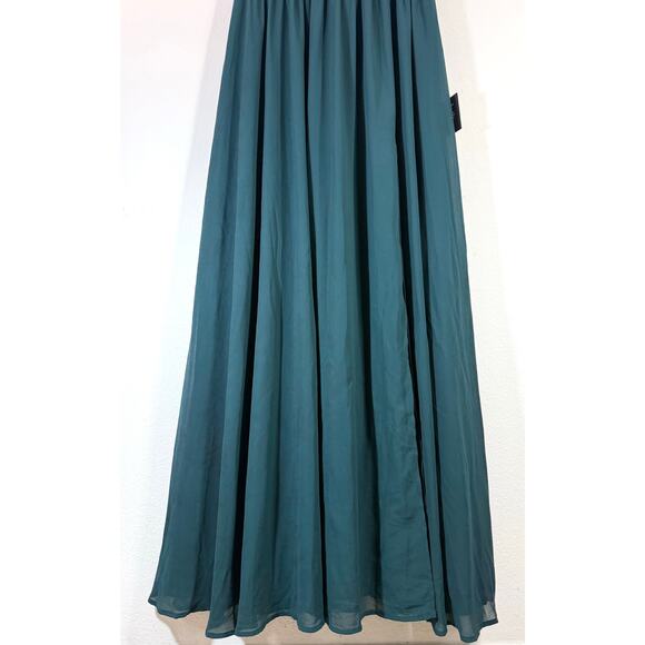 NWT Lulus Thoughts of Hue Emerald Green Surplice Maxi Dress Size XL Chiffon Slit - Picture 6 of 10
